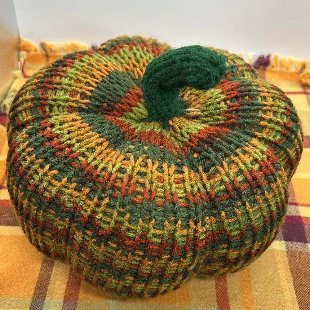 Multicolor Handmade Knit Pumpkin Decor